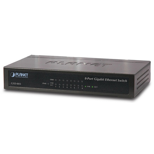 Thiết bị mạng 8 Port 10/100/1000Mbps Gigabit Ethernet Switch PLANET GSD-803